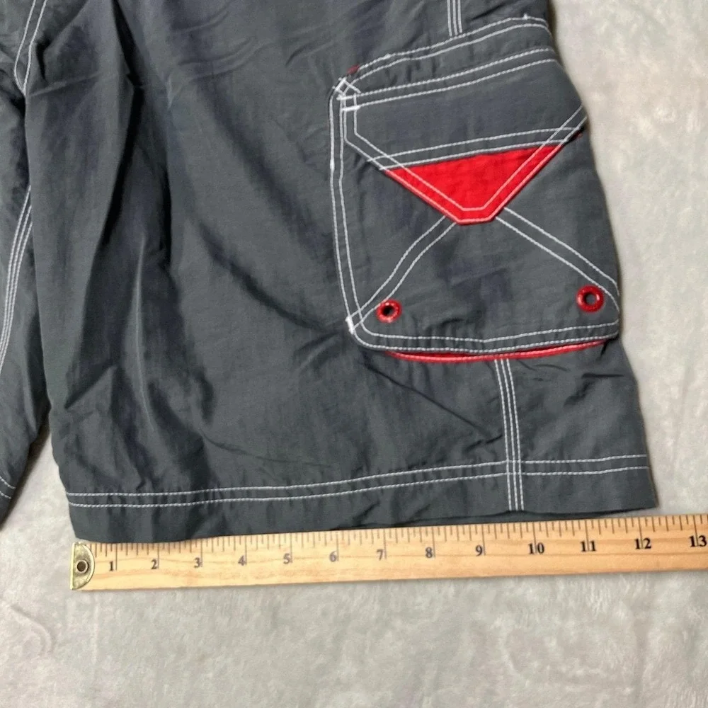 Vintage Y2K O'Neill Boardshorts Swim Cargo Logo Grey Red Mallgoth Mens 32